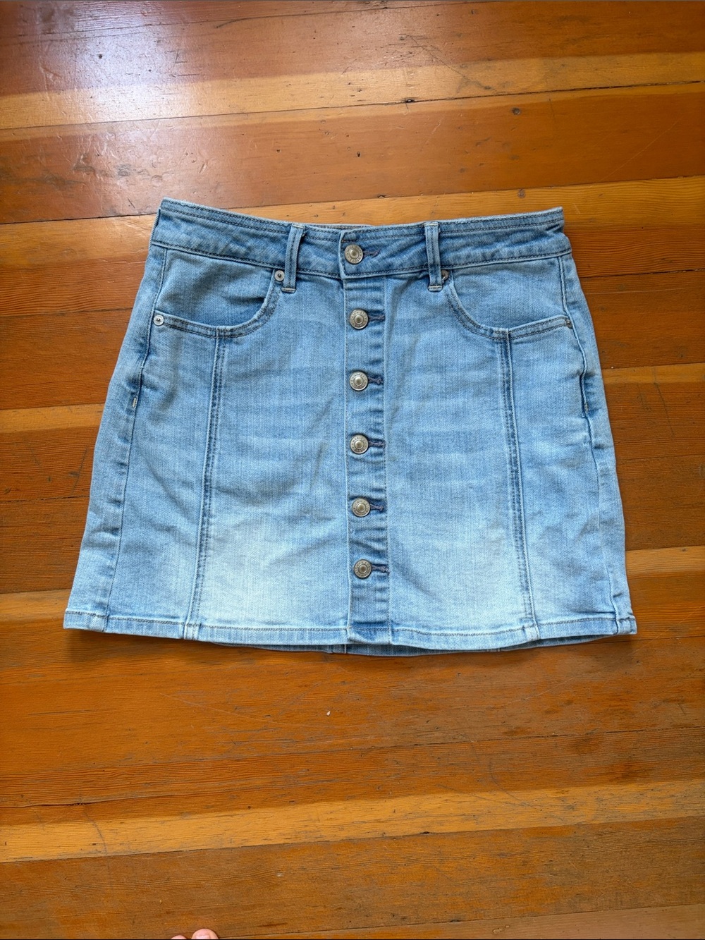 American Eagle Outfitters Light Wash Denim Hi-Rise A-Line Skirt